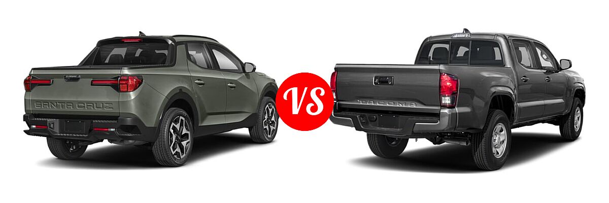 2022 Hyundai Santa Cruz Pickup Limited / SE / SEL vs. 2022 Toyota Tacoma Pickup Limited / SR - Rear Right Comparison