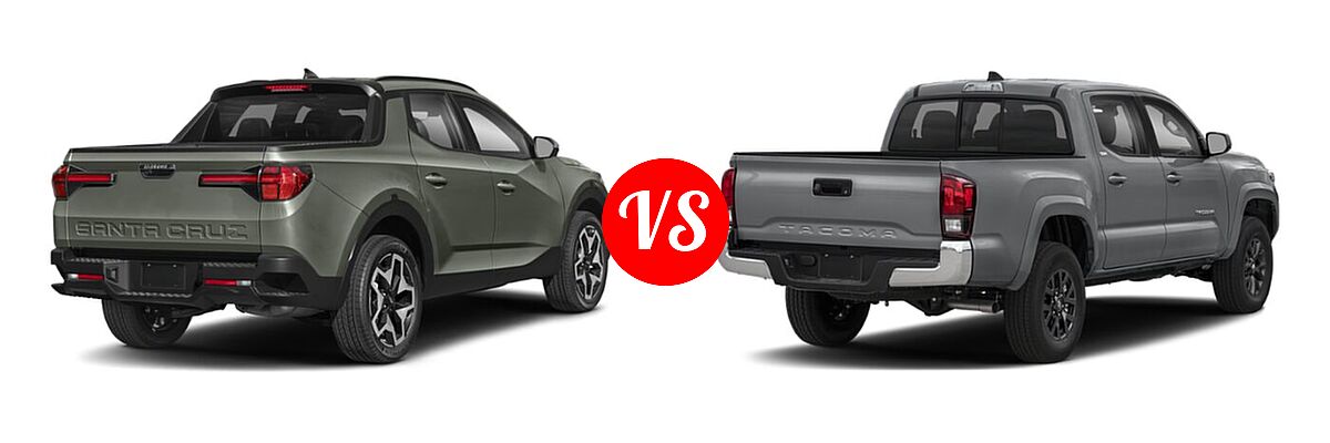 2022 Hyundai Santa Cruz Pickup Limited / SE / SEL vs. 2022 Toyota Tacoma Pickup SR5 - Rear Right Comparison