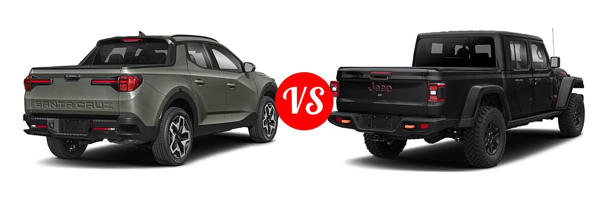 2022 Hyundai Santa Cruz Pickup Limited / SE / SEL vs. 2022 Jeep Gladiator Pickup Mojave - Rear Right Comparison