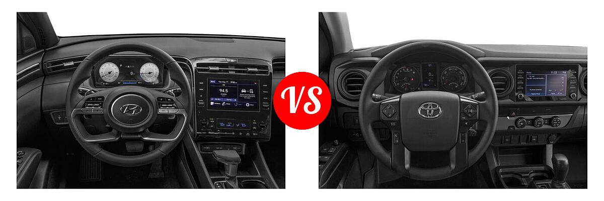 2022 Hyundai Santa Cruz Pickup SEL Premium vs. 2022 Toyota Tacoma Pickup Limited / SR - Dashboard Comparison
