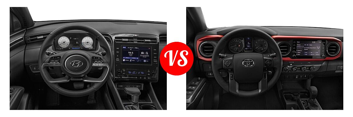 2022 Hyundai Santa Cruz Pickup SEL Premium vs. 2022 Toyota Tacoma Pickup TRD Sport - Dashboard Comparison