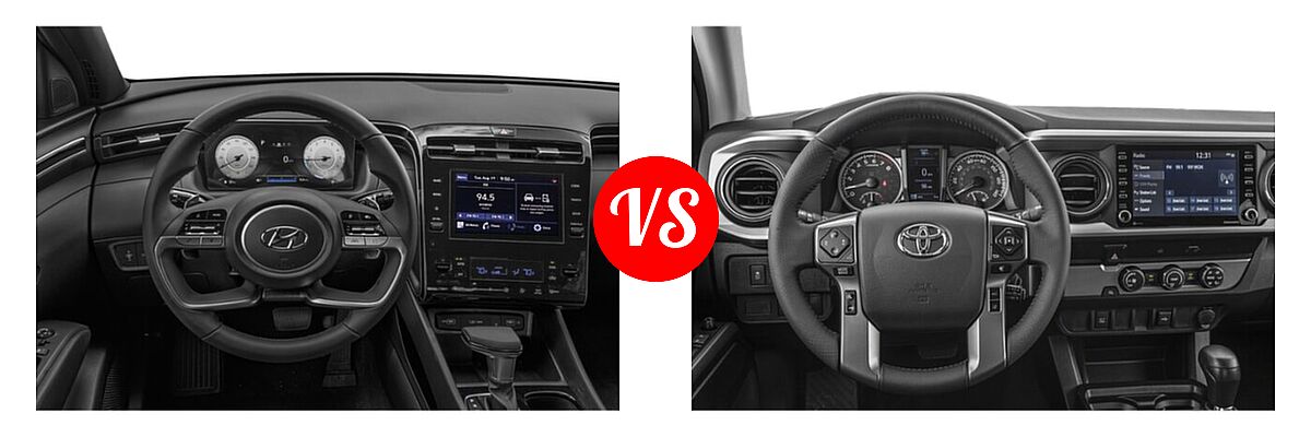 2022 Hyundai Santa Cruz Pickup SEL Premium vs. 2022 Toyota Tacoma Pickup SR / SR5 / TRD Sport - Dashboard Comparison