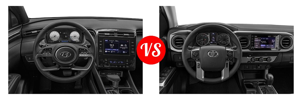 2022 Hyundai Santa Cruz Pickup SEL Premium vs. 2022 Toyota Tacoma Pickup SR5 - Dashboard Comparison
