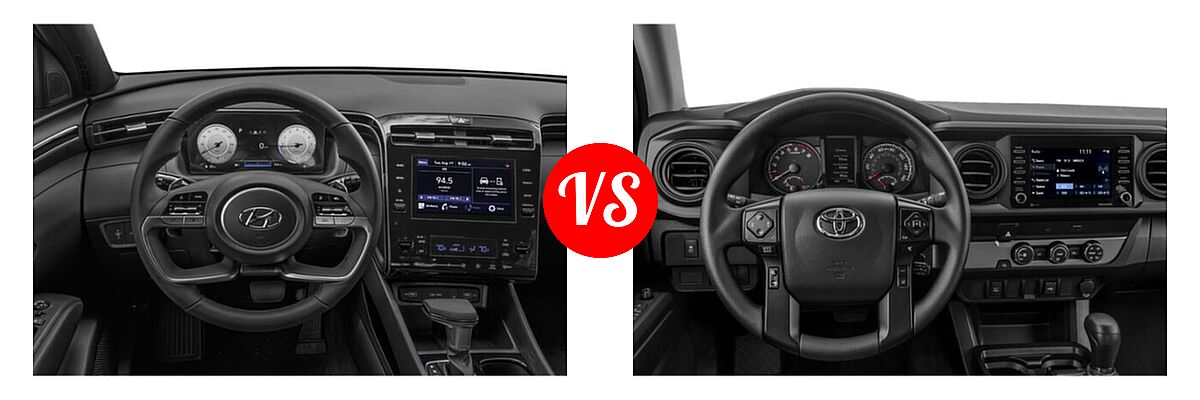 2022 Hyundai Santa Cruz Pickup SEL Premium vs. 2022 Toyota Tacoma Pickup SR - Dashboard Comparison