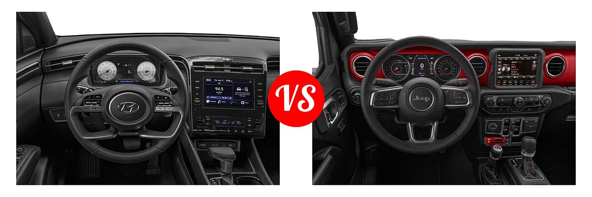2022 Hyundai Santa Cruz Pickup SEL Premium vs. 2022 Jeep Gladiator Pickup Rubicon - Dashboard Comparison