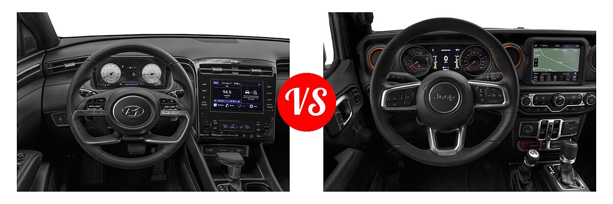2022 Hyundai Santa Cruz Pickup SEL Premium vs. 2022 Jeep Gladiator Pickup Mojave - Dashboard Comparison