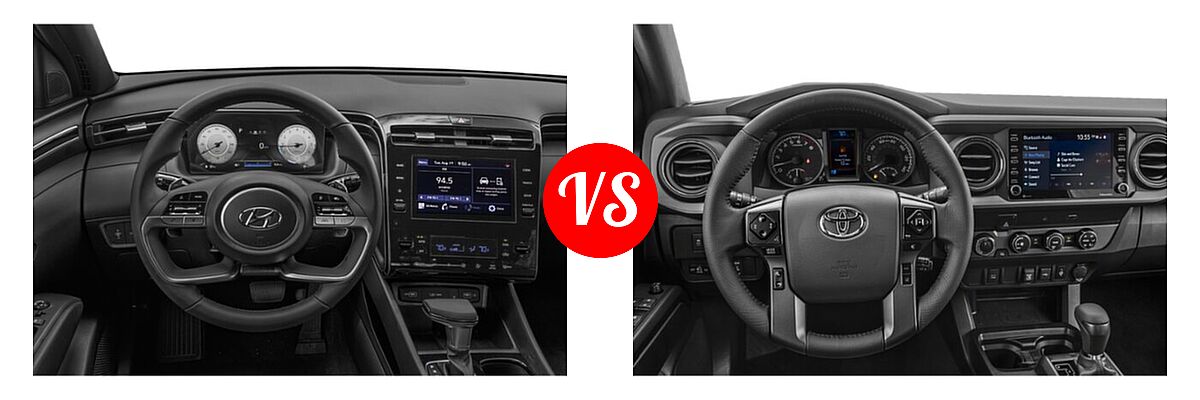 2022 Hyundai Santa Cruz Pickup SEL Premium vs. 2022 Toyota Tacoma Pickup TRD Off Road - Dashboard Comparison