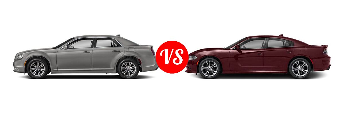 2022 Chrysler 300 Sedan 300S / Touring vs. 2022 Dodge Charger Sedan GT / R/T - Side Comparison