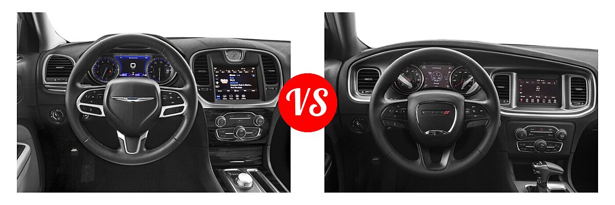 2022 Chrysler 300 Sedan 300S / Touring vs. 2022 Dodge Charger Sedan SXT - Dashboard Comparison
