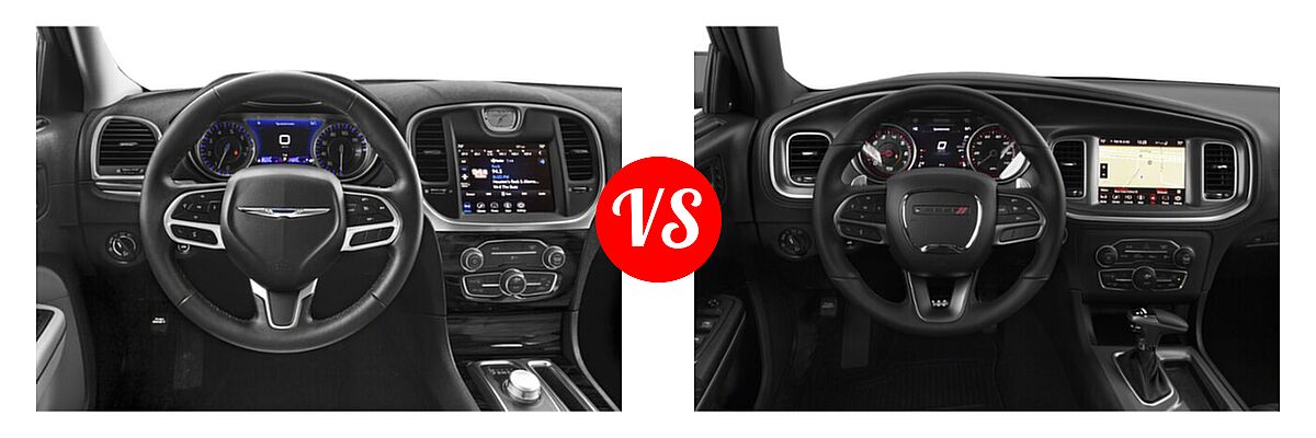 2022 Chrysler 300 Sedan 300S / Touring vs. 2022 Dodge Charger Sedan GT / R/T - Dashboard Comparison