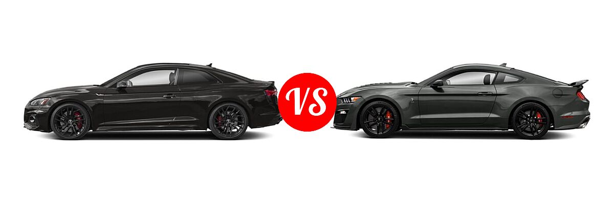 2021 Audi RS 5 Coupe 2.9 TFSI quattro vs. 2021 Ford Shelby GT500 Coupe Shelby GT500 - Side Comparison