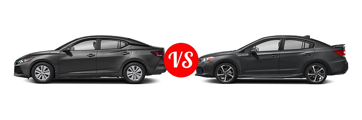 2022 Nissan Sentra Sedan S / SV vs. 2022 Subaru Impreza Sedan Sport - Side Comparison