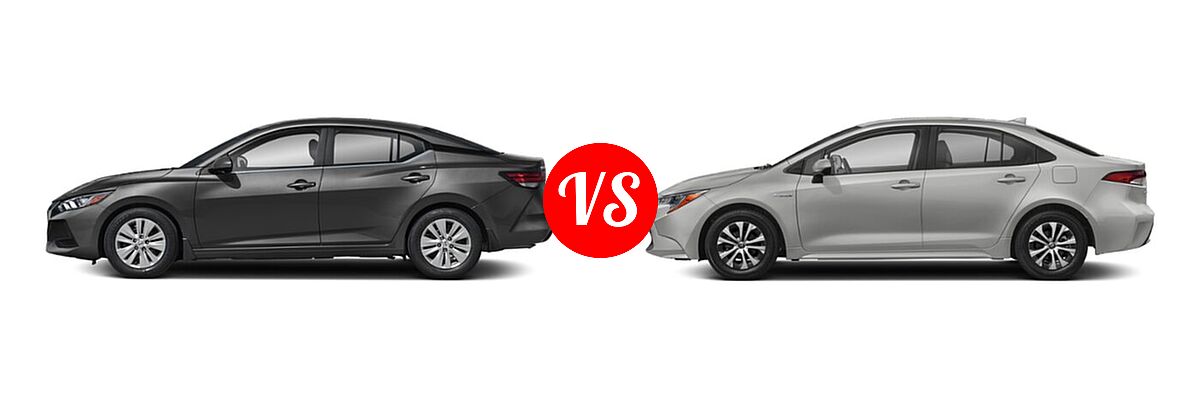 2022 Nissan Sentra Sedan S / SV vs. 2022 Toyota Corolla Sedan Hybrid Hybrid LE - Side Comparison