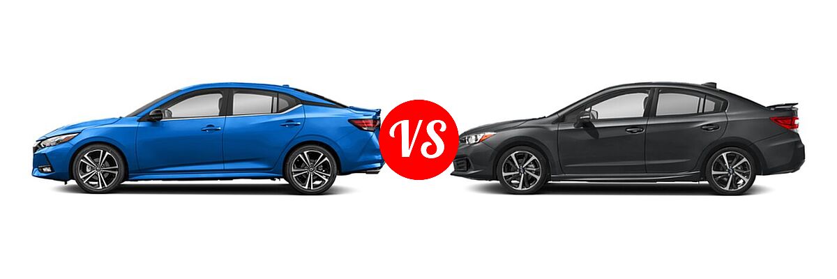 2022 Nissan Sentra Sedan SR vs. 2022 Subaru Impreza Sedan Sport - Side Comparison