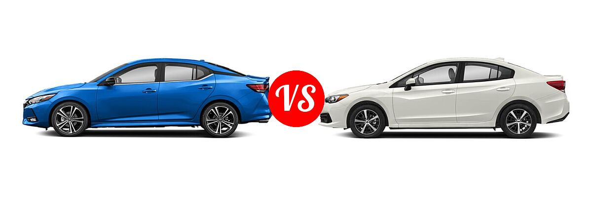 2022 Nissan Sentra Sedan SR vs. 2022 Subaru Impreza Sedan Premium - Side Comparison