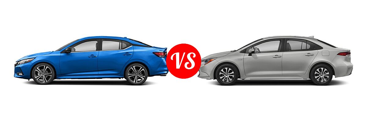 2022 Nissan Sentra Sedan SR vs. 2022 Toyota Corolla Sedan Hybrid Hybrid LE - Side Comparison