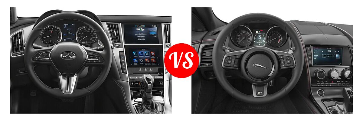 2022 Infiniti Q60 Coupe LUXE / PURE vs. 2018 Jaguar F-TYPE Coupe R-Dynamic - Dashboard Comparison