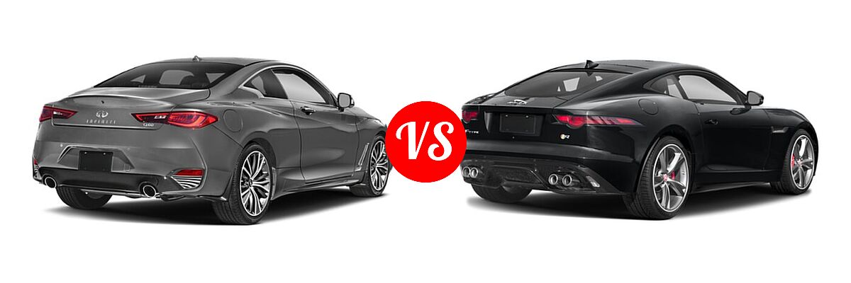 2022 Infiniti Q60 Coupe LUXE / PURE vs. 2018 Jaguar F-TYPE Coupe R-Dynamic - Rear Right Comparison