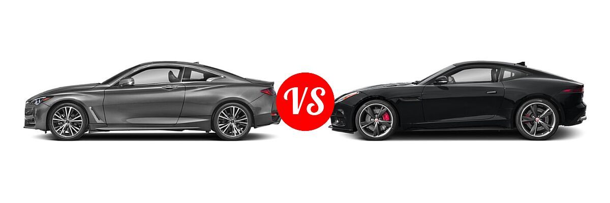 2022 Infiniti Q60 Coupe LUXE / PURE vs. 2018 Jaguar F-TYPE Coupe R-Dynamic - Side Comparison
