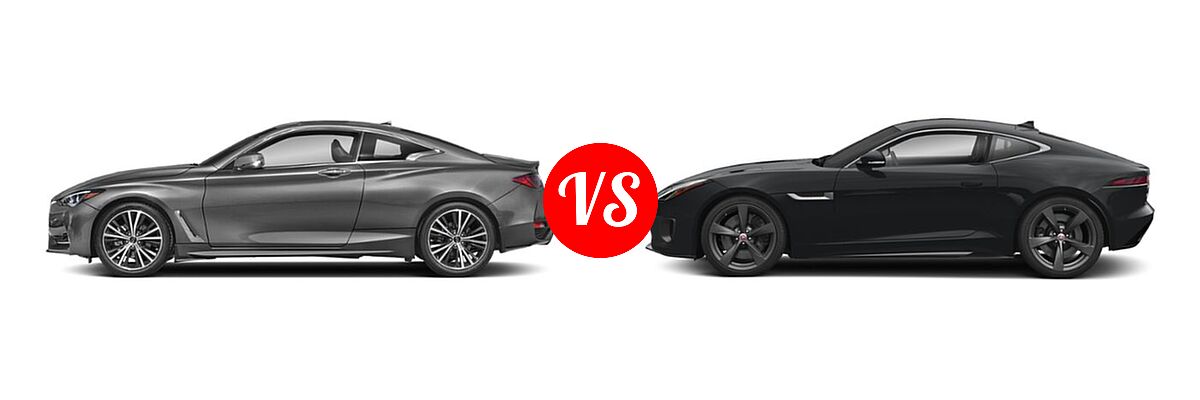 2022 Infiniti Q60 Coupe LUXE / PURE vs. 2018 Jaguar F-TYPE Coupe 400 Sport - Side Comparison