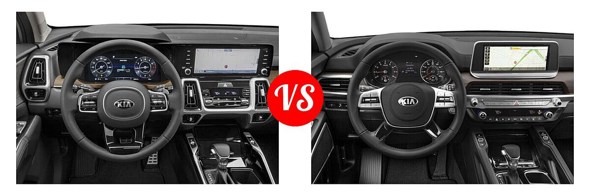 2021 Kia Sorento SUV SX Prestige X-Line vs. 2021 Kia Telluride SUV EX / LX - Dashboard Comparison