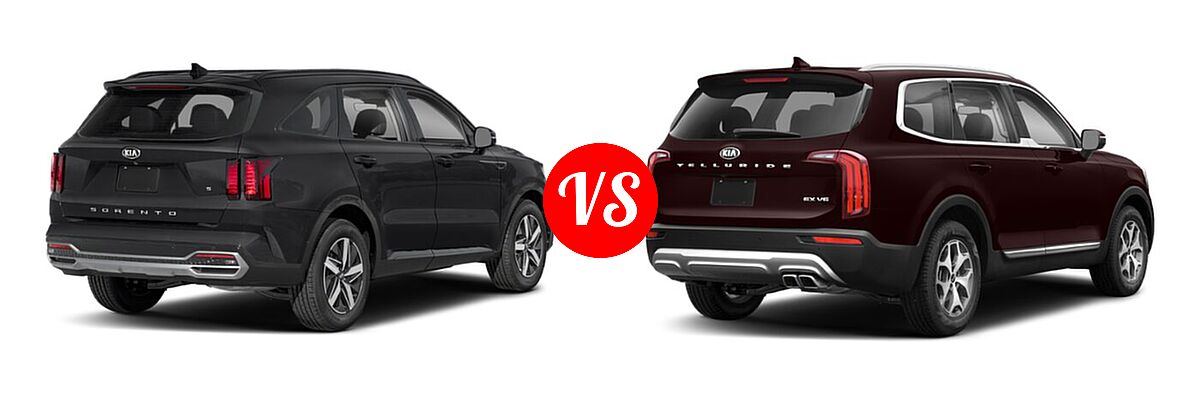 2021 Kia Sorento SUV S vs. 2021 Kia Telluride SUV EX / LX - Rear Right Comparison