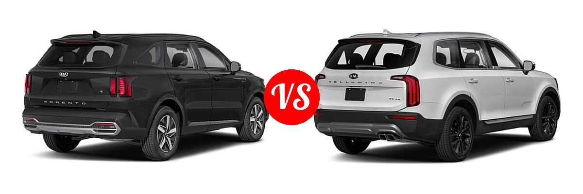 2021 Kia Sorento SUV S vs. 2021 Kia Telluride SUV SX - Rear Right Comparison