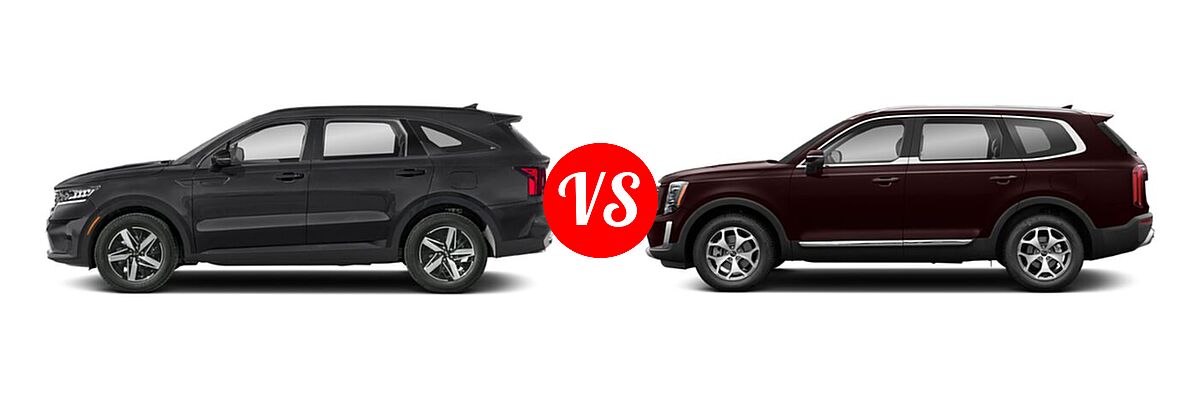 2021 Kia Sorento SUV S vs. 2021 Kia Telluride SUV EX / LX - Side Comparison