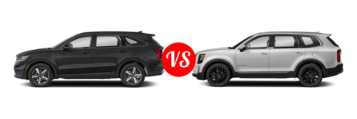 2021 Kia Sorento SUV S vs. 2021 Kia Telluride SUV SX - Side Comparison