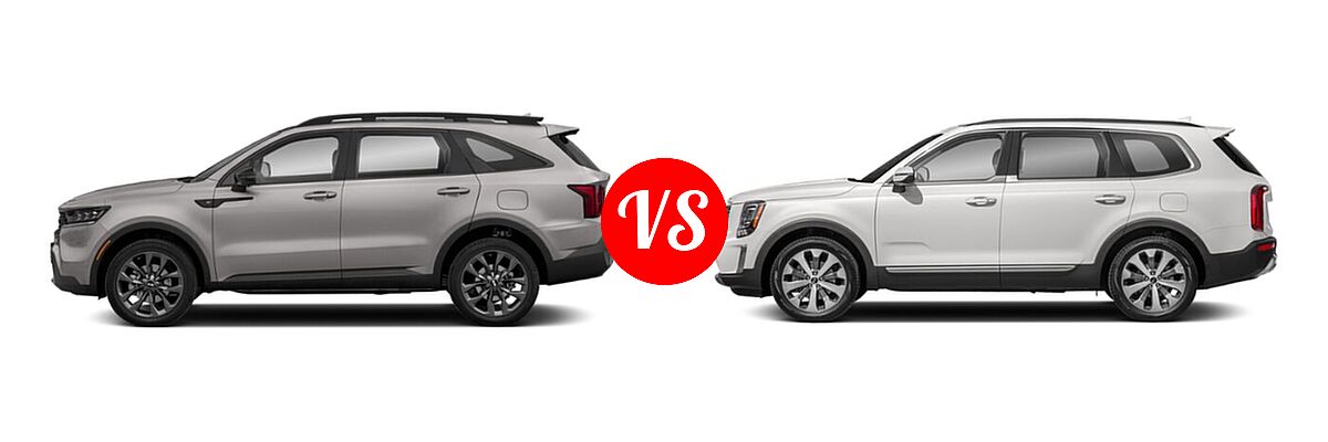 2021 Kia Sorento SUV SX Prestige X-Line vs. 2021 Kia Telluride SUV S - Side Comparison