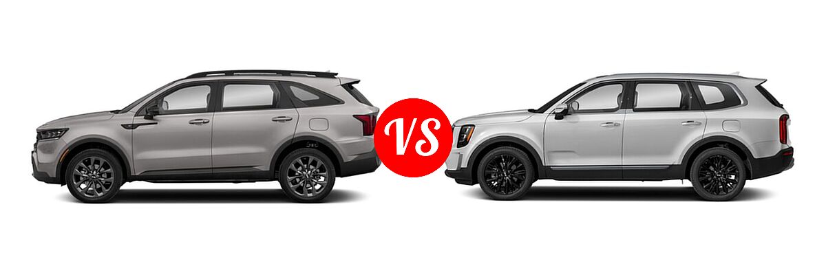 2021 Kia Sorento SUV SX Prestige X-Line vs. 2021 Kia Telluride SUV SX - Side Comparison