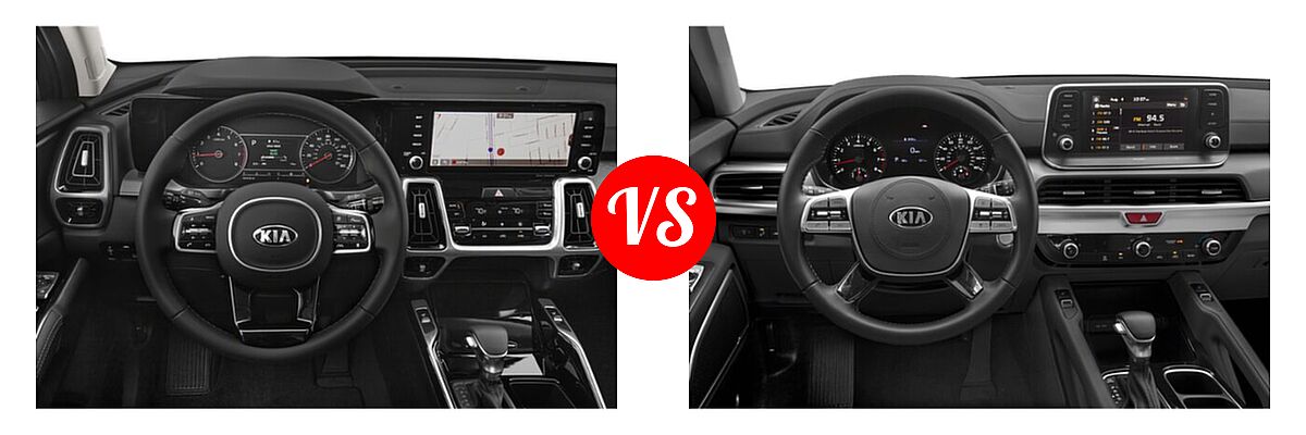 2021 Kia Sorento SUV SX / SX Prestige vs. 2021 Kia Telluride SUV S - Dashboard Comparison