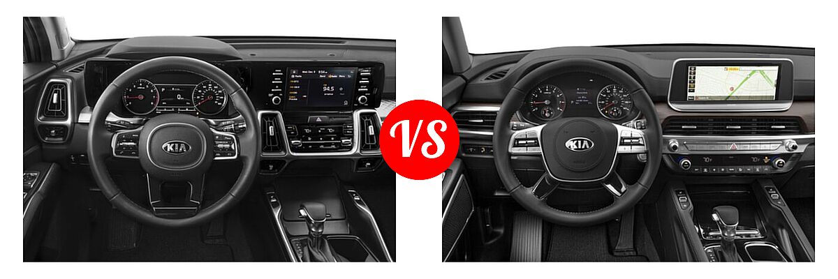 2021 Kia Sorento SUV S vs. 2021 Kia Telluride SUV EX / LX - Dashboard Comparison