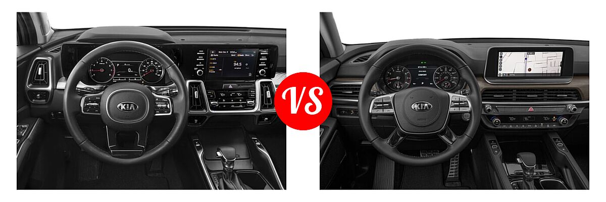 2021 Kia Sorento SUV S vs. 2021 Kia Telluride SUV SX - Dashboard Comparison