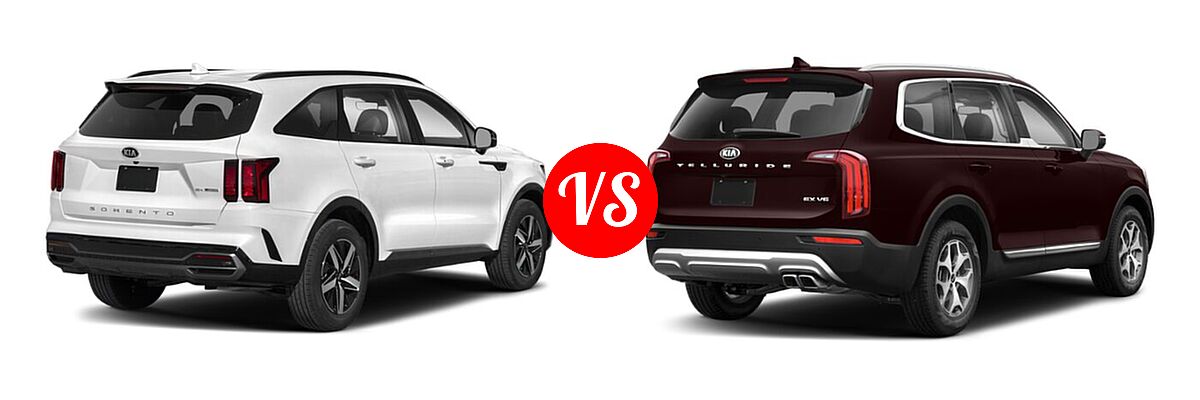 2021 Kia Sorento SUV EX vs. 2021 Kia Telluride SUV EX / LX - Rear Right Comparison