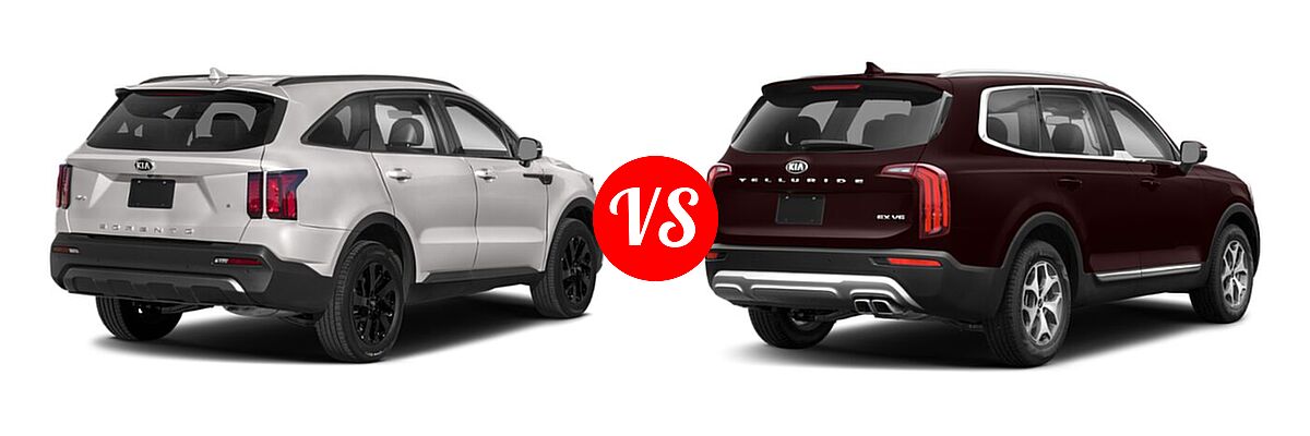2021 Kia Sorento SUV S vs. 2021 Kia Telluride SUV EX / LX - Rear Right Comparison