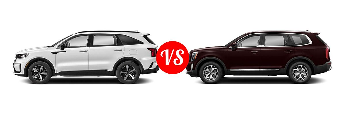 2021 Kia Sorento SUV EX vs. 2021 Kia Telluride SUV EX / LX - Side Comparison