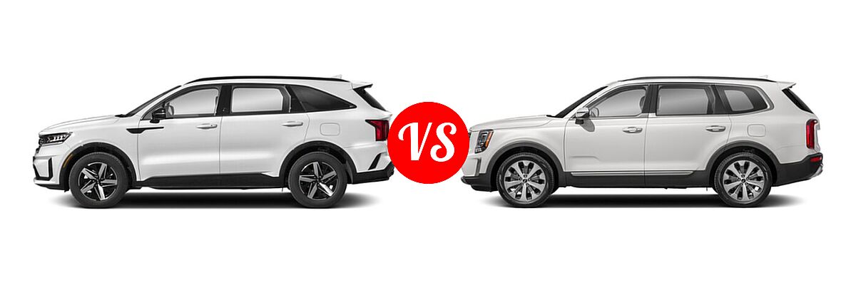 2021 Kia Sorento SUV EX vs. 2021 Kia Telluride SUV S - Side Comparison