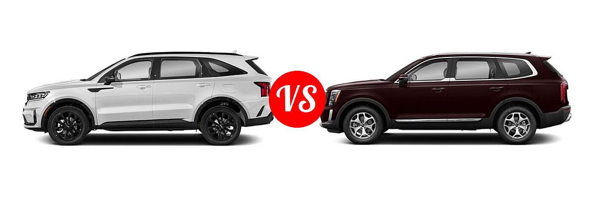 2021 Kia Sorento SUV SX / SX Prestige vs. 2021 Kia Telluride SUV EX / LX - Side Comparison