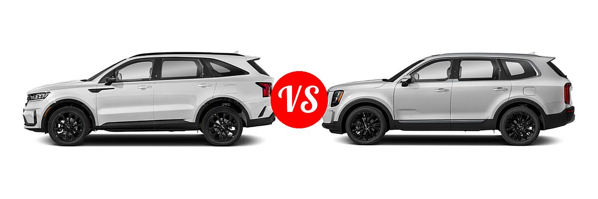 2021 Kia Sorento SUV SX / SX Prestige vs. 2021 Kia Telluride SUV SX - Side Comparison