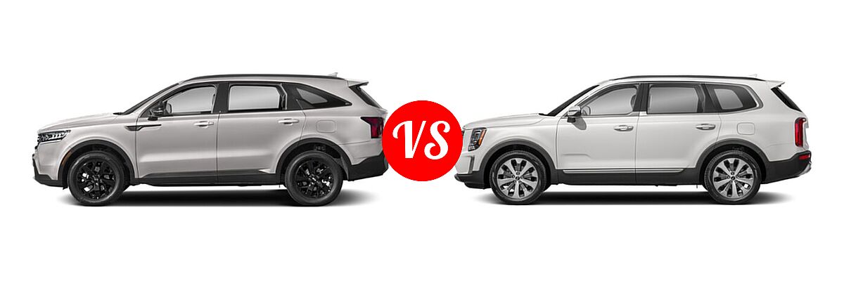2021 Kia Sorento SUV S vs. 2021 Kia Telluride SUV S - Side Comparison
