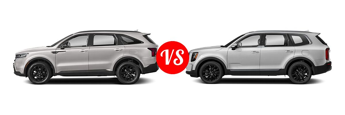2021 Kia Sorento SUV S vs. 2021 Kia Telluride SUV SX - Side Comparison