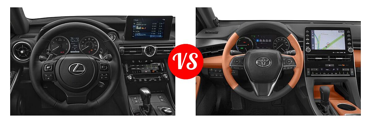 2021 Lexus IS 300 Sedan IS 300 vs. 2021 Toyota Avalon Hybrid Sedan Hybrid Hybrid Limited / Hybrid XSE - Dashboard Comparison