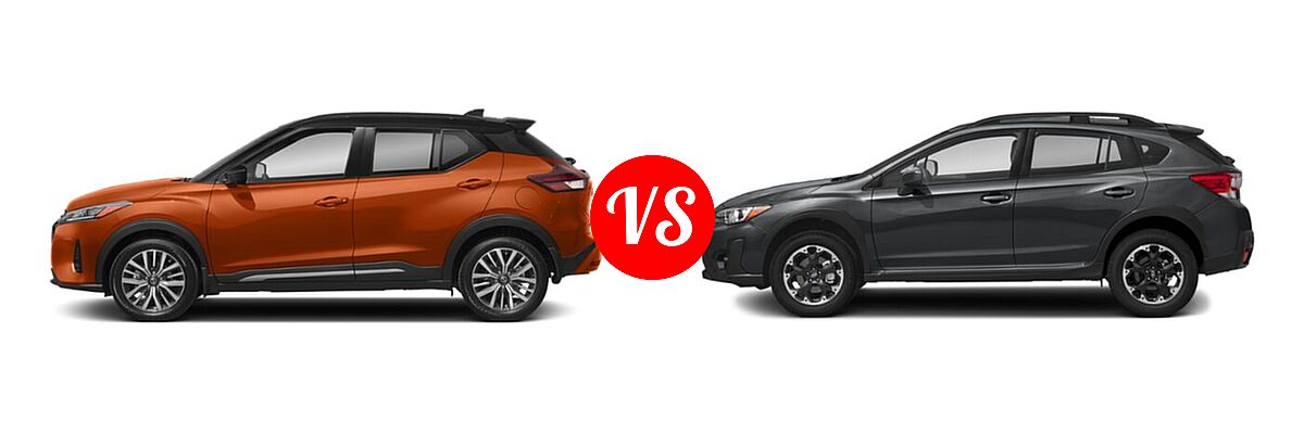 2021 Nissan Kicks SUV SR vs. 2021 Subaru Crosstrek SUV CVT / Manual - Side Comparison