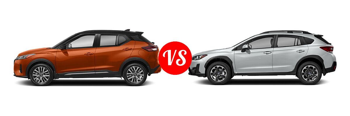 2021 Nissan Kicks SUV SR vs. 2021 Subaru Crosstrek SUV Premium - Side Comparison