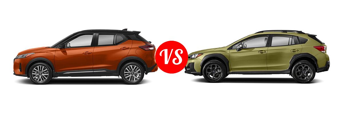 2021 Nissan Kicks SUV SR vs. 2021 Subaru Crosstrek SUV Sport - Side Comparison