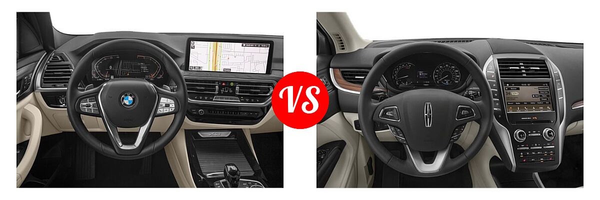 2022 BMW X3 M40i SUV M40i vs. 2019 Lincoln MKC SUV Black Label / FWD / Reserve / Select / Standard - Dashboard Comparison