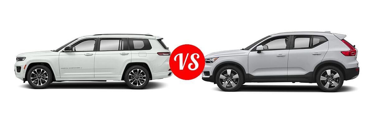 2021 Jeep Grand Cherokee L SUV Overland vs. 2019 Volvo XC40 SUV Momentum / R-Design - Side Comparison