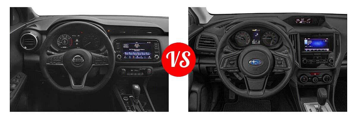 2021 Nissan Kicks SUV SR vs. 2021 Subaru Crosstrek SUV CVT / Manual - Dashboard Comparison
