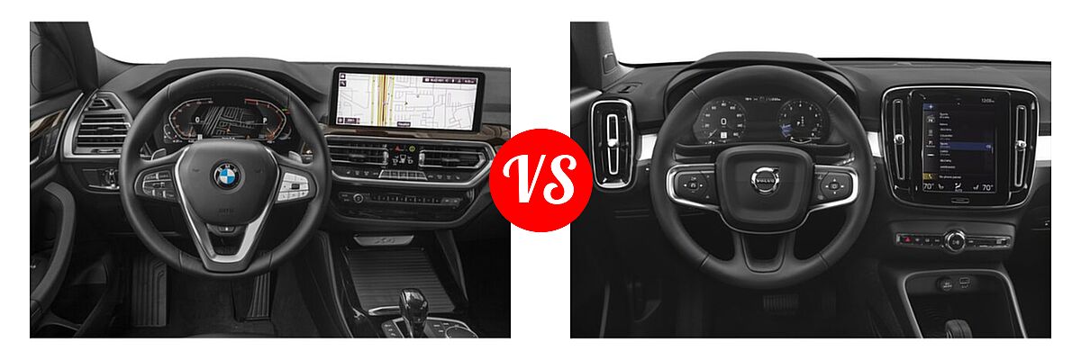 2022 BMW X4 SUV xDrive30i vs. 2019 Volvo XC40 SUV Momentum / R-Design - Dashboard Comparison